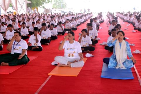 Smt. Astana Perween, IAS District Collector, Kollam & Shri Pradeep Narayan Inaugurated the celebration of International Yoga Day.