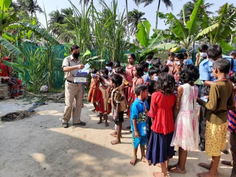 Service-Service-Camp-for-awareness-and-distribution-of-sanitizer-and-masks-in-Sagar-Island-West-bangal