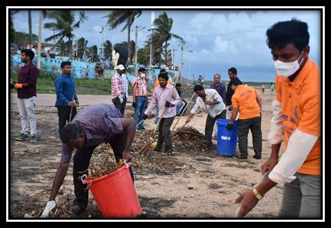 Clearing-beach-side-debris