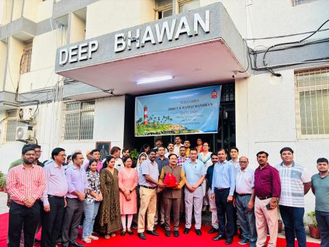 Shri T K Ramachandran Secretary,Ministry of Ports Shipping & Waterways, Government of india,and he met with all officers and staff